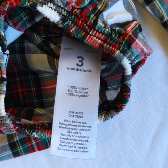 carter's christmas plaid collared button down bodysuit diaper shirt 3 months - Picture 6 of 6
